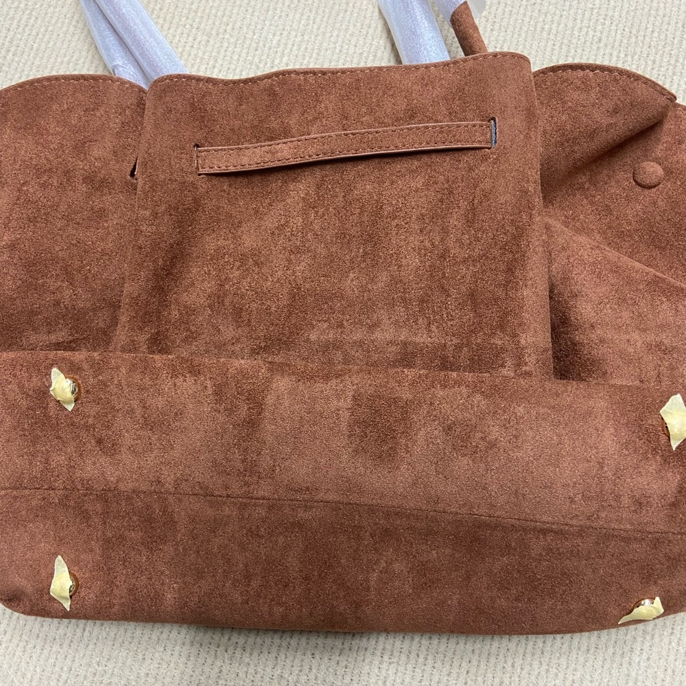 DeMellier Rust Brown Suede Tote - Picture 2 of 6